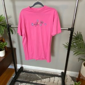 Butterfly and flower pink tshirt, oversized
